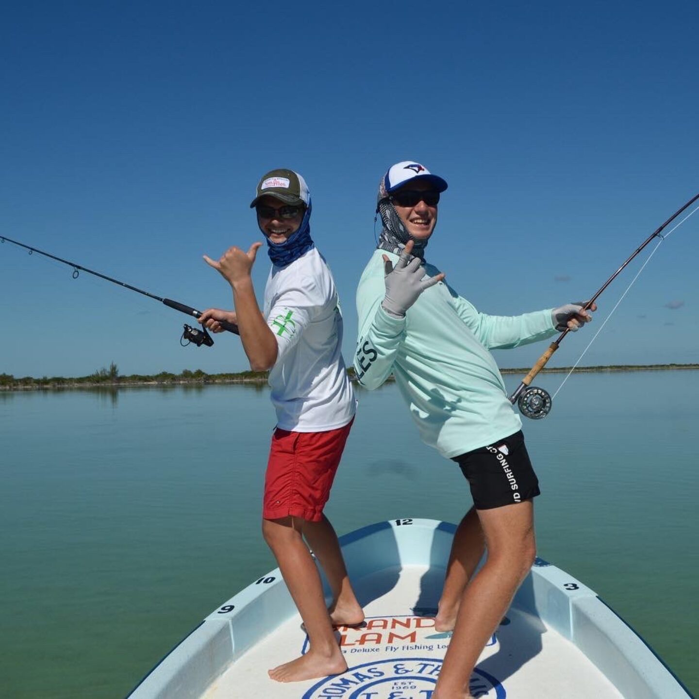 double header jack crevalle fly fishing in ascension bay